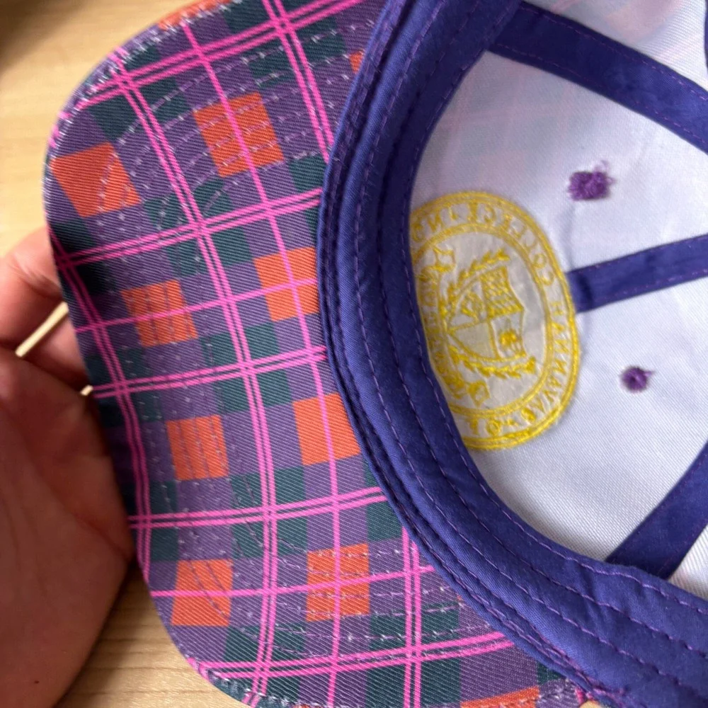 Savannah College Hat Cap Strap Back Womens Purple Plaid Art And Design